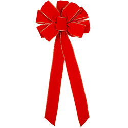 Red and gold Large Premium Wired Velvet Bow